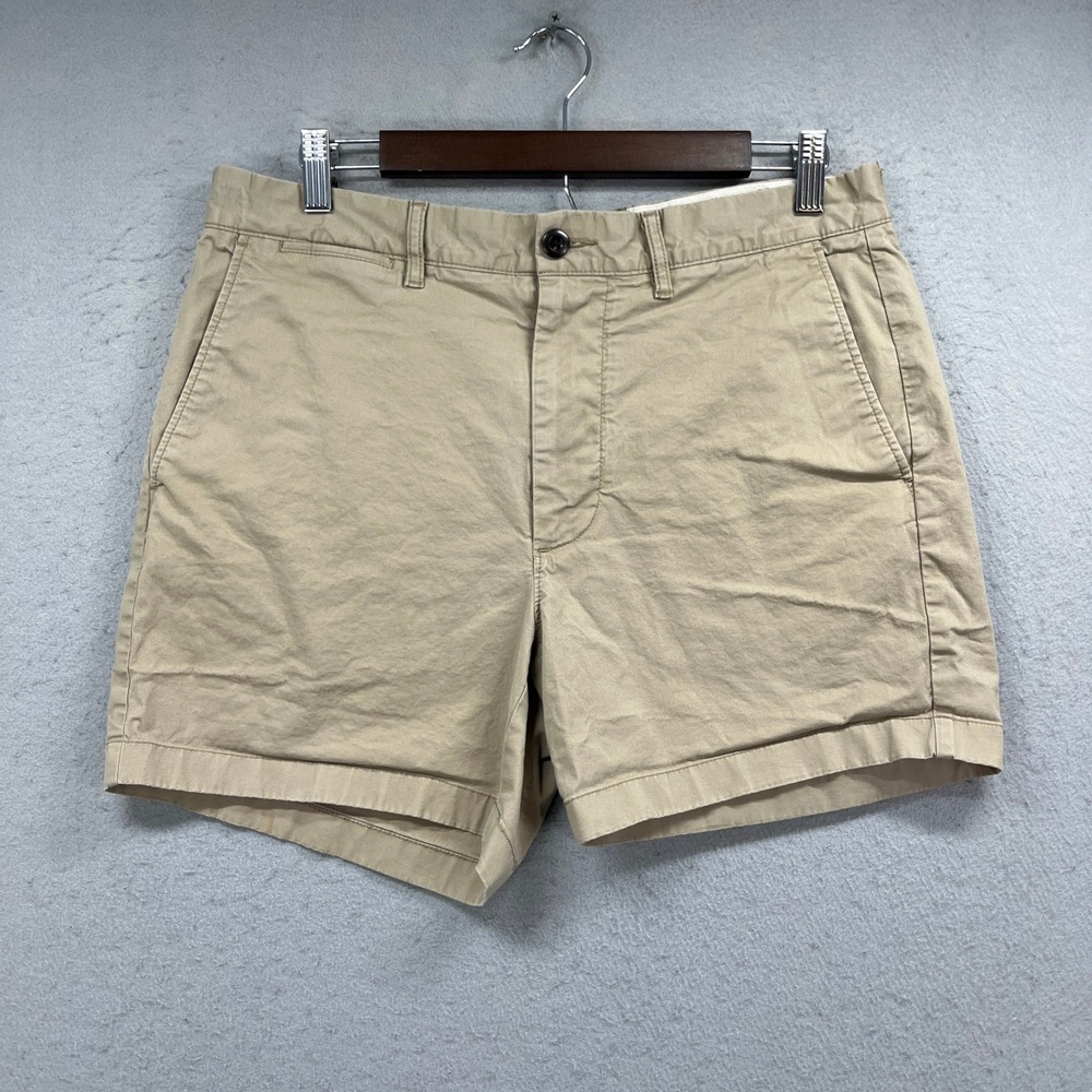J Crew Shorts Men 32 Tan Khaki Chino 5 Inch Inseam Preppy Stretch Casual Classic